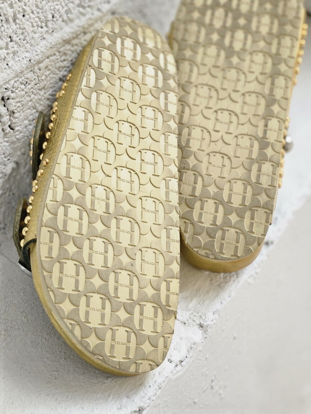 Brikenstock x Heidi Glum Collaboration Gold Metallic Slide Sandals - Picture 4 of 4